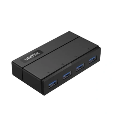 Abbildung von UNITEK Aktiv USB Hub 4 Port 3.0 Gen 1 + Stromversorgung, SuperSpeed Datenhub Multiport Verteiler für PC, Laptop, Tastatur, Mouse, Drucker, iOS (Mac) Windows Kompatibilität, Plug&amp;Play Schwarz