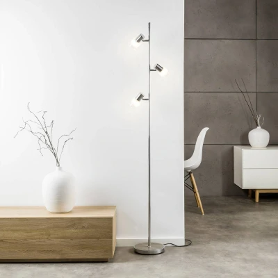 Abbildung von BRILLIANT Lampe Lea LED Standleuchte 3flg eisen/chrom 3x D45, E14, 4W Tropfenlampe inklusive, (450lm, 2700K) Mit Fußschalter