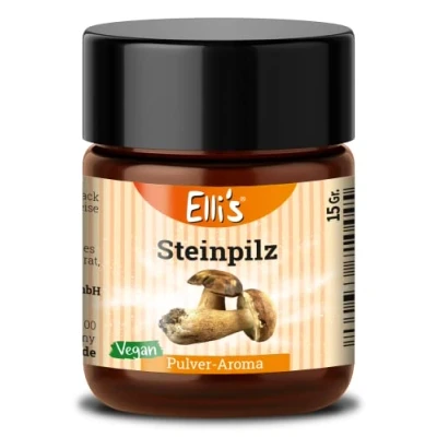 Abbildung von Ellis Aromen Steinpilz PULVER Lebensmittelaroma Vegan und kalorienarm für Lebensmittel Getränke, wie zum Backen Kochen 10 g
