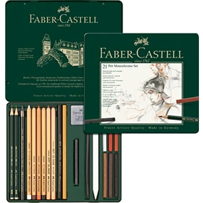 Abbildung von Künstlerstift PITT MONOCHROME Set medium 21 teiliges Etui, (21 tlg)