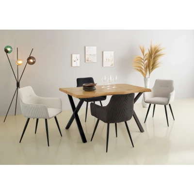 Abbildung von Home affaire Esszimmerstuhl &quot;LISA&quot;, (Set), 2 St., Armlehnstuhl, moderner Materialmix: Cord und Samtvelours