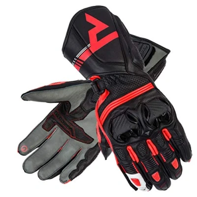 Abbildung von REBELHORN ST Long Leder Motorradhandschuhe für Männer Superfabric Panels SAS TEC Schaumstoffplatten Belüftung Flexible Elemente Touchscreen Friendly Pads