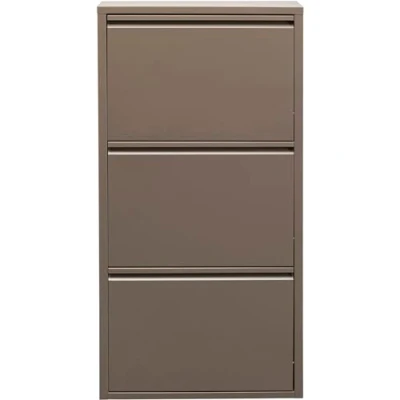 Abbildung von Kare Design Schuhschrank Caruso Taupe, Metall, mit 3 Klappen, Schuhablage für 6 Paar Schuhe, schmal, platzsparend, hoch, Schuhregal, Eingangsbereich, 103x50x15 cm (H/B/T), 88011