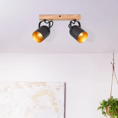 Abbildung von Brilliant Deckenstrahler Tronte, ohne Leuchtmittel, 2 flammig Retro schwenkbar dimmbar 38cm Breite E14 Fassung