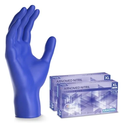 Abbildung von 200x ARNOMED Einweghandschuhe Dunkelblau (2x100 Stk), Einmalhandschuhe XL, Nitril Handschuhe Einweg, Nitrilhandschuhe puderfrei, Gummihandschuhe Schutzhandschuhe, S, M, L, XL