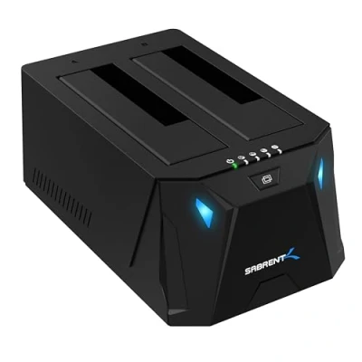 Abbildung von SABRENT 2 Bay USB C Festplatten Dockingstation 5Gbps 2,5&quot; 3.5&quot; SATA HDD und SSD Dock mit Offline Klonen (EC CH2B)