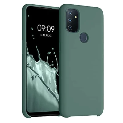 Abbildung von kwmobile Hülle kompatibel mit OnePlus Nord N100 Silikon Handy Case Handyhülle weiche Oberfläche kabelloses Laden Tannengrün