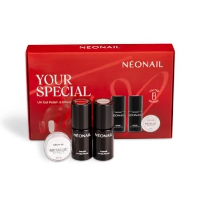 Abbildung von Neonail UV Nagellack und Effekt Set Your Special Trio Weihnachtsset Maniküre Shellac Gel Nägel Farben 2x7,2ml Metallic Effect Nagel Pulver