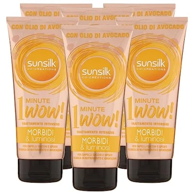 Abbildung von Sunsilk Intensive Behandlung 1 Minute Wow, weich und hell, Maske für trockenes stumpfes Haar mit Avocadoöl, nährende feuchtigkeitsspendende Wirkung 6 Flaschen à 180 ml
