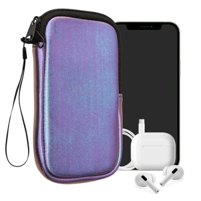 Abbildung von kwmobile Handytasche für Smartphones L 6,5&quot; Neopren Handy Hülle Metallic Lavendel Tasche 16,5 x 8,9 cm Innenmaße