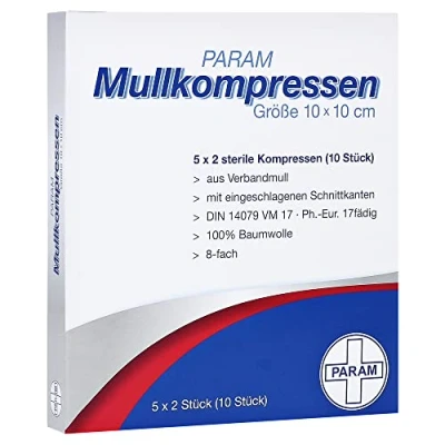 Abbildung von Mullkompressen 10x10 cm steril 8fach 5X2 St