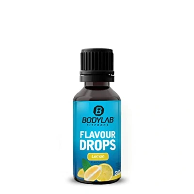 Abbildung von Bodylab24 Flavour Drops 30ml Zitrone, Kalorienfreie, Zuckerfreie &amp; Fettfreie Aroma Tropfen, Flavdrops zum Süßen von Lebensmitteln, Kaffee Sirup, Geschmackstropfen ohne Künstliche Farbstoffe