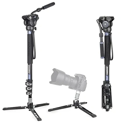 Abbildung von INNOREL VM70K 182cm Video Einbeinstativ Stativ Aluminium Teleskopkamera mit F60 Fluidkopf und Stativfuß für DSLR Videokameras, wiegt nur 1,96 kg