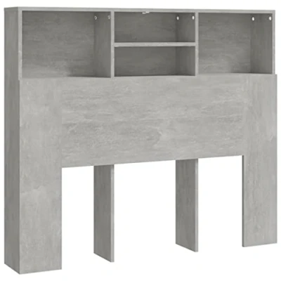 Abbildung von vidaXL Bett Kopfteil mit Ablagen Regal Wand Bücherregal Betthaupt Bettkopfteil Schlafzimmer Betongrau 120x19x103,5cm