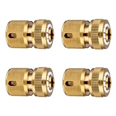 Abbildung von Tesmotor 4 Stück 1/2&quot; Messing Schlauchverbinder, Schlauch 13 mm (1/2 Zoll) Schnellkupplung für den Schlauchanfang