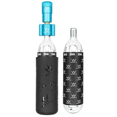 Abbildung von Peaty&#039;s Holeshot CO2 Reifenfüller Set 25 g Premium, einzigartiges, kompaktes, geradliniges Design für maximalen Luftstrom und schnelles Aufpumpen, 2 x Frostschutzhülle, MTB, Türkis