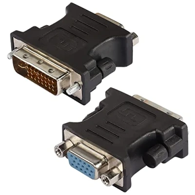 Abbildung von GELRHONR DVI auf VGA Adapter, I 24 + 5 Stecker Buchse, Konverter 1080P Full HD für Computer, Laptop, Grafikkarte, Projektor (nicht D 1), Schwarz, 2 Stück