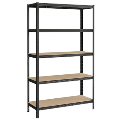 Abbildung von SONGMICS Schwerlastregal, Kellerregal, Lagerregal, 60 x 120 200 cm, Regal mit Stahlgestell, bis 750 kg belastbar, 5 verstellbare Ablagen, schwarz GLR060B01