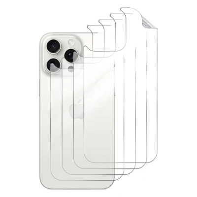 Abbildung von GIOPUEY[4 Stück Rückseite Folie Kompatibel mit iPhone 15 Pro, Pro Schutzfolie, Weiches TPU, Dünn, Hohe Transparenz, Kratzfest, rutschfest Clear