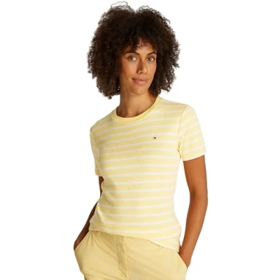 Abbildung von Tommy Hilfiger SLIM CODY Tshirt basic, Damen, Größe: XXS, Citronella/ecru