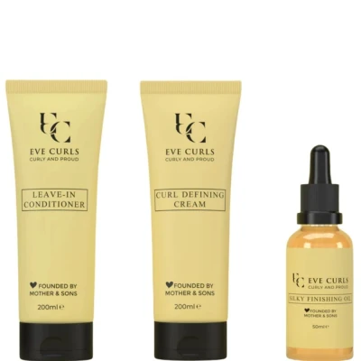 Abbildung von Eve Curls Complete Set Sparset für Lockenpflege Lockencreme, Leave In Conditioner &amp; Haaröl Feuchtigkeit Definition Curly Girl Methode