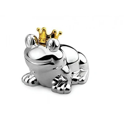 Abbildung von Brillibrum Design Spardose Froschkönig Mit Wunschgravur Sparbüchse Frosch Glänzend Versilbert Anlaufgeschützt Gold Krone Personalisiert Gravur