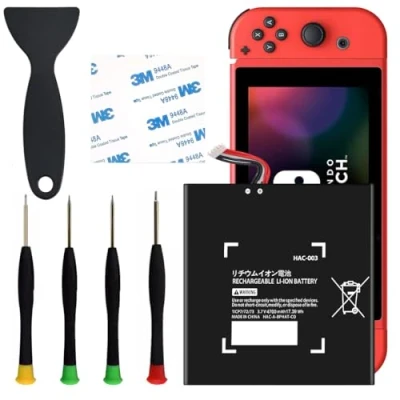 Abbildung von HAC 003 Akku Ersatz, 4700 mAh kompatibel mit Nintendo Switch Console Handheld 001, interner hoher Kapazität Installationswerkzeug Kit