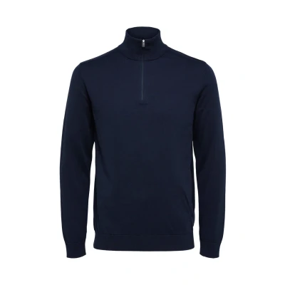 Abbildung von Selected Homme Slhberg HALF ZIP Strickpullover, Herren, Größe: XL, Navy blazer