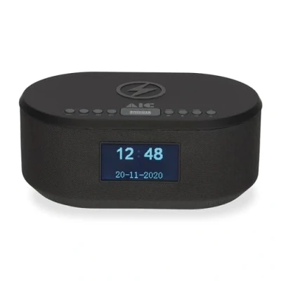 Abbildung von AIC Radiowecker DAB mit Ladefunktion Bluetooth QI Funktion USB Dual Alarm 18DAB schwarz