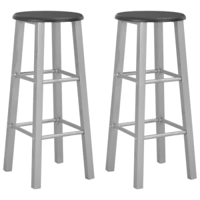 Abbildung von vidaXL 2X Barhocker Barstuhl Küchenhocker Tresenstuhl Thekenhocker Tresenhocker Thekenstuhl Bar Stuhl Hocker Barmöbel Silbern MDF Stahlrahmen