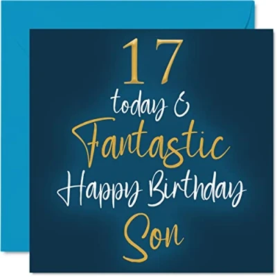 Abbildung von Fantastische Geburtstagskarte zum 17. Geburtstag für Sohn von Mama oder Papa, Geburtstagsgeschenke, 145 mm x Geburtstagsgrußkarten Geschenk