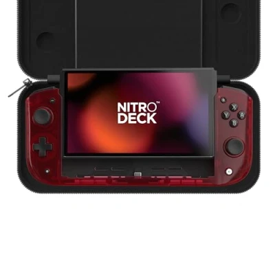 Abbildung von CRKD Nitro Deck Limited Edition mit Tragetasche, professionelles Handheld Zero Stick Drift für Nintendo Switch und OLED (Atomic Red Crystal Collection)
