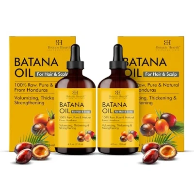 Abbildung von Botanic Hearth Raw Batana Oil for Hair Growth (4 fl oz, Set of 2) 100% Pure &amp; Unrefined from Honduras Promotes Thicker, Stronger