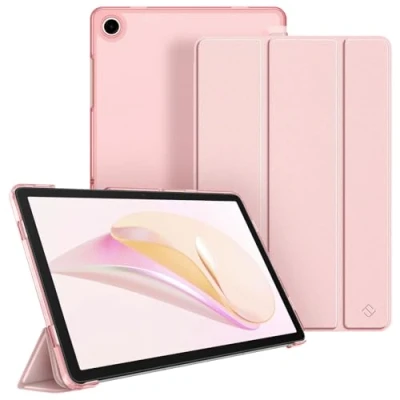 Abbildung von Fintie Hülle für Samsung Galaxy Tab A9 Plus 11 Zoll 2023, Ultradünn Schutzhülle mit Translucent Rückseite Cover Auto Schlaf/Wach Funktion Tablet A9+ SM X210/X216/X218, Roségold