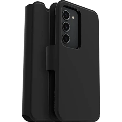 Abbildung von Samsung Galaxy S23 Hülle Kunstleder OtterBox Klapphülle Handyhülle Schwarz Shockproof/Stoßfest
