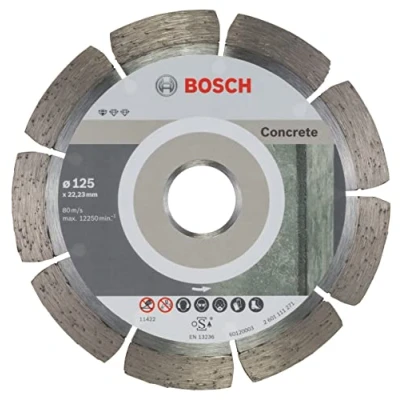 Abbildung von Bosch Professional 10x Diamanttrennscheibe Standard for Concrete (für Beton, Porenbeton, Ø 125 x 22,23 1,6 10 mm, Zubehör für Winkelschleifer)