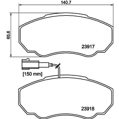 Abbildung von HELLA 8DB 355 010 391 Bremsbelagsatz mit integriertem Verschleißwarnkontakt Bremssattelschrauben Zubehör FIAT: Ducato III Kastenwagen