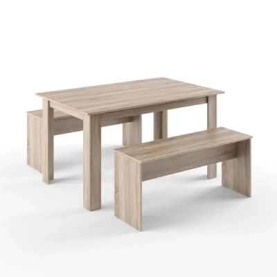 Abbildung von Vicco Essgruppe Sentio, Sonoma, 90 x 140 cm mit 2 Bänken, (Set, 3 tlg., er Set), platzsparend