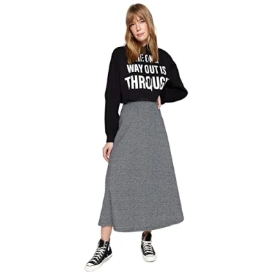 Abbildung von Trendyol Women&#039;s Damen Design Maxi Wickelschnitt A Linie Webstoff Skirt, Gray, M