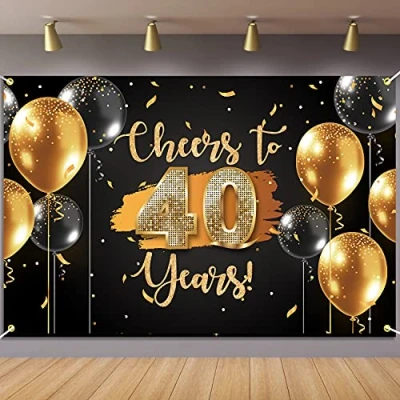 Abbildung von Hintergrund Banner zum 40. Geburtstag, für Damen und Herren, Jahrestag, Fotografie, Party, Schwarz/Gold