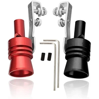 Abbildung von 2 Stück Uspuff Pfeife,Auspuff Turbo Auto Pfeife Car Sound Whistle Simulator Pfeife,L für Endrohre,Schwarz + Rot