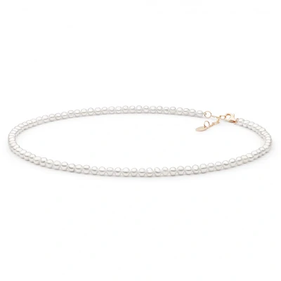 Abbildung von Gaura Pearls Perlenkette, moderner Choker, weiß, rund, 38 41 cm, echte Süßwasserzuchtperlen, 585 Roségold plattiert, 925 Silber
