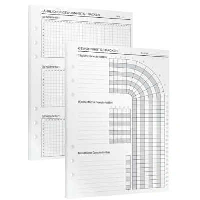 Abbildung von KOMPASS® Habit Tracker Gewohnheitstracker für 1 Ganzes Jahr 14 DIN A5 Einlagen Ringbuchplaner Tracke tägliche, wöchentliche &amp; monatliche Gewohnheiten Erfolgsjournal Tagesplaner Journaling