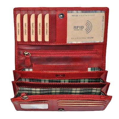 Abbildung von Benthill Geldbörse Damen Echt Leder Portemonnaie Frauen Geldbeutel RFID Portmonee Groß, Schutz Kartenfächer Münzfach Reißverschlussfach