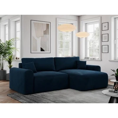 Abbildung von MKS MEBLE Sofa L Form, Ecksofa mit Schlaffunktion, Wohnlandschaft Form Kissen, Couch Nelson Dunkelblau Velvet