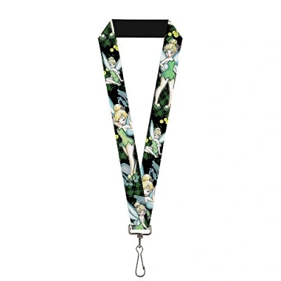 Abbildung von Buckle Down Unisex Erwachsene Schlüsselband 1.0 Tinker Bell 4 Posen/Farbspritzer schwarz/grün Schlüsselanhänger, Mehrfarbig, Einheitsgröße