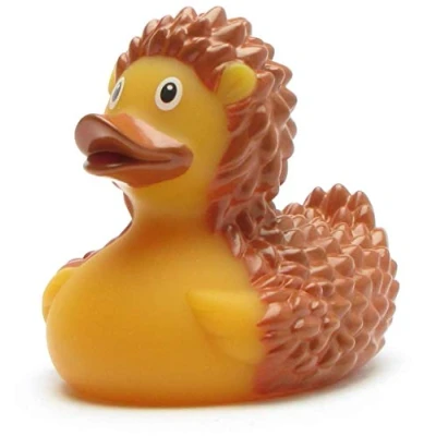 Abbildung von Badeente Igel I Quietscheentchen L: 9 cm inkl. Badeenten Schlüsselanhänger im Set
