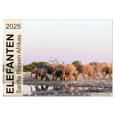 Abbildung von Elefanten Sanfte Riesen Afrikas (Wandkalender 2025 DIN A2 quer), CALVENDO Monatskalender