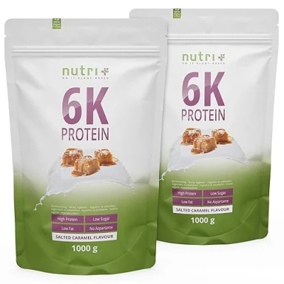 Abbildung von Nutri + Eiweißshake Salted Caramel 2 kg Proteinkonzentrat Karamell Geschmack 6k Protein Eiweiß Pulver ohne Whey Proteinshake 2000 g Eiweißisolat