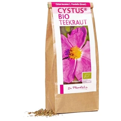 Abbildung von Dr. Pandalis Bio Zistrosenkraut 100g Cistus Incanus Tee in Premium Qualität 100% loser Cystus Das Original aus der Apotheke Cystrosentee nach althergebrachter Weise